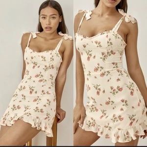 Reformation Christine Floral Tie Shoulders Mini Dress in Florence Size 6 US NWOT
